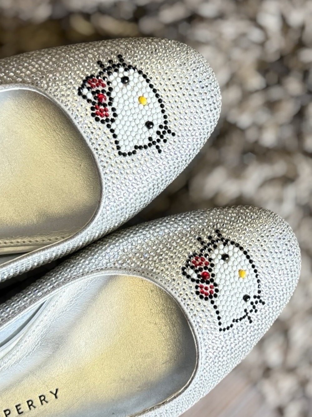 HELLO KITTY X KATY PERRY Silver Crystal Embellished Ballet Flats Size 9 Women - Picture 7 of 10